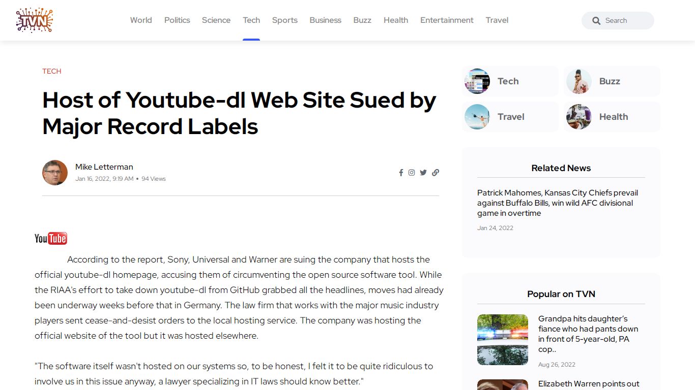 Host of Youtube-dl Web Site Sued by Major Record Labels